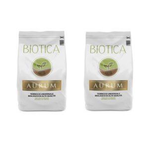 BIOTICA Aurum Terriccio Naturale Universale di Alta qualità - 40 Litri - 2 x 20 litri - Fertilizzato con Humus di Lombrico