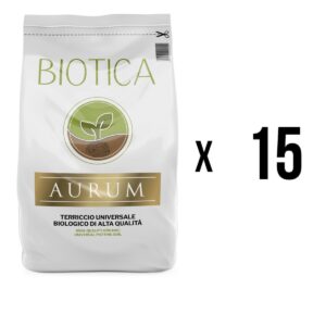 BIOTICA Aurum Terriccio Naturale Universale di Alta qualità - 300 Litri - 15 x 20 litri - Fertilizzato con Humus di Lombrico