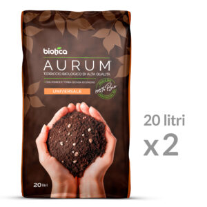 Aurum Terriccio Naturale Universale di Alta qualità - 40 Litri - 2 x 20 litri - Fertilizzato con Humus di Lombrico