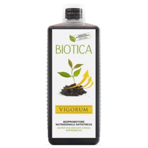 BIOTICA Biopromotore della crescita ad azione nutrizionale ed antistress con acidi umici e fulvici - concime liquido per piante da appartamento e giardino - 1 litro - VIGORUM 100% biologico e vegano