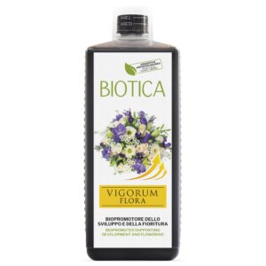BIOTICA Biopromotore dello sviluppo e della fioritura – concime liquido per tutti i tipi di fiori, utilizzabile per interni, balconi e giardini -1 litro-  VIGORUM FLORA -  100% Biologico e Vegano