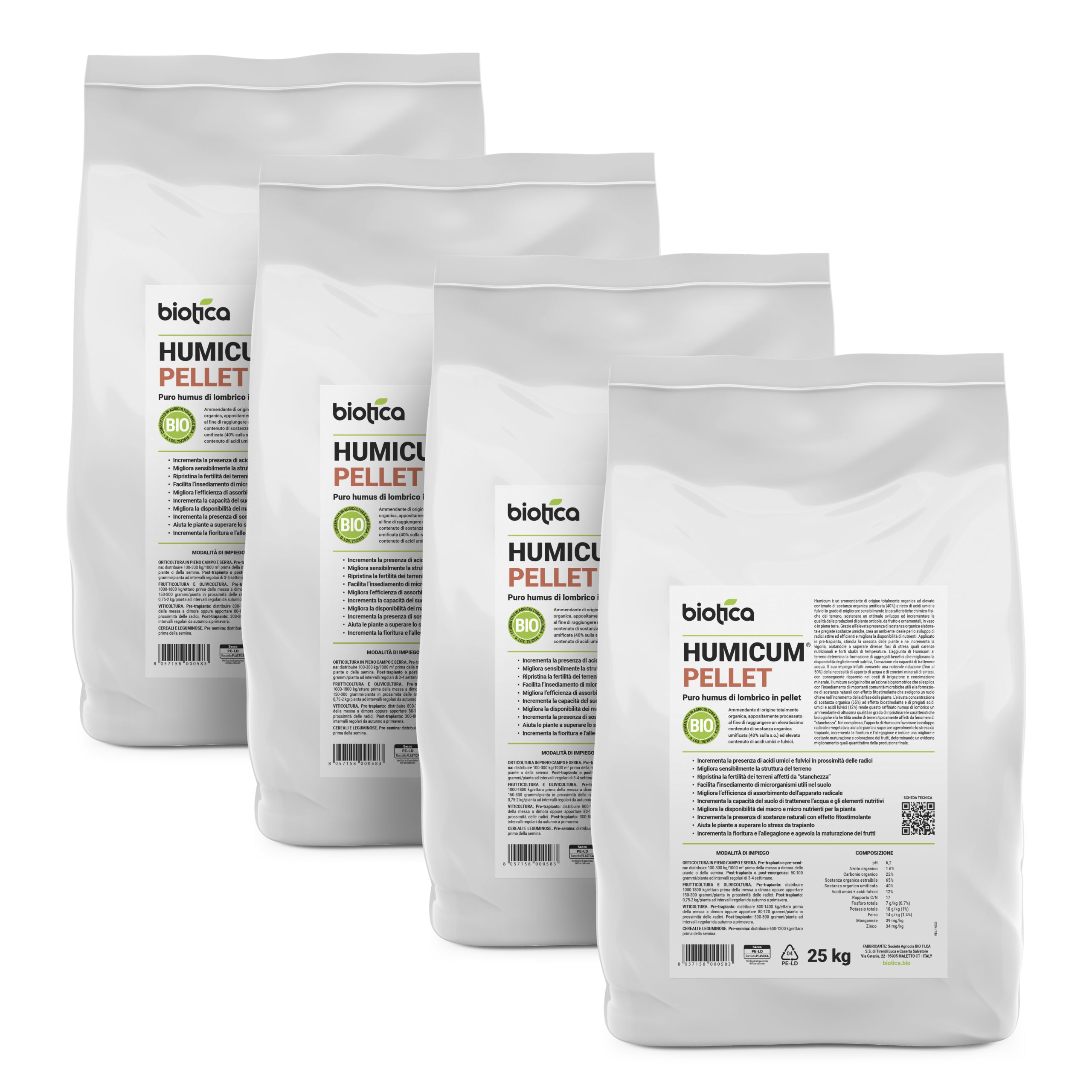 Humus Pellets BIOTICA Humus di lombrico pellettato 100% biologico italiano HUMICUM ...